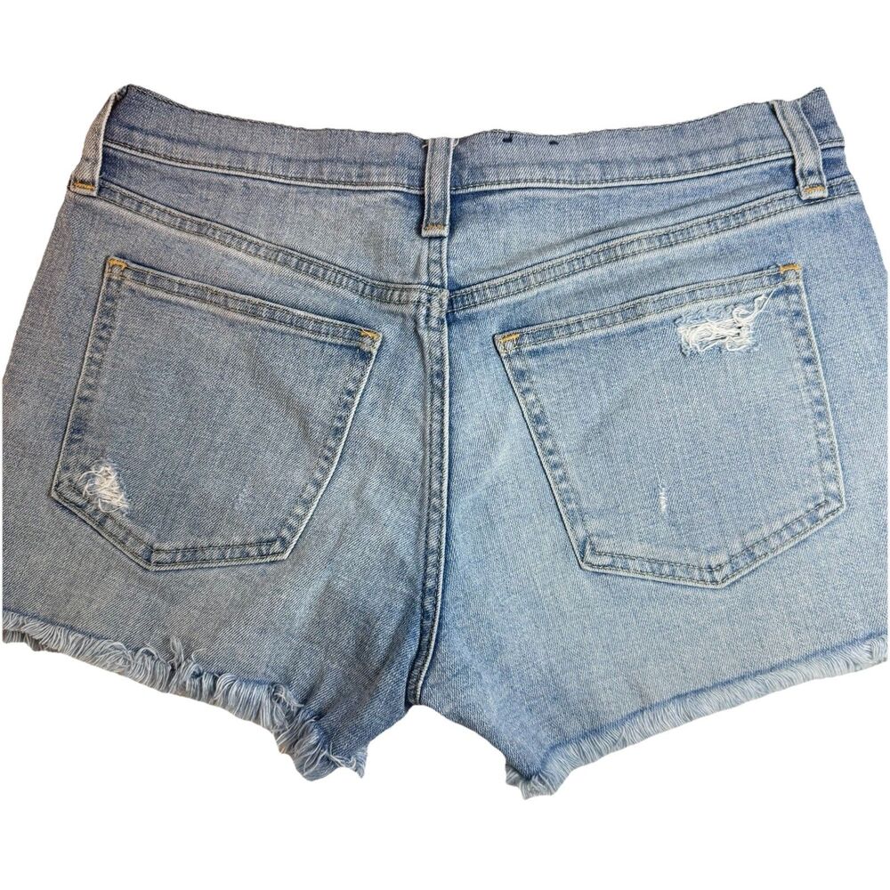 Gap Denim Shorts Mid Rise Blue Frayed Raw Hem Distressed Size 27 Summer Casual - Picture 7 of 14